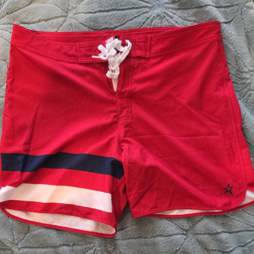 Red Swim Shorts with Star Detail